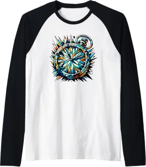 Vintage Pocket Watch Chain Retro archaeology desirable blacken Raglan Baseball Tee Polygon Art 