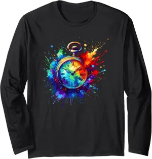 Vintage Pocket Watch Chain scarf reel glide nomad unproven wanderer Retro Long Sleeve T-Shirt Splash Art 