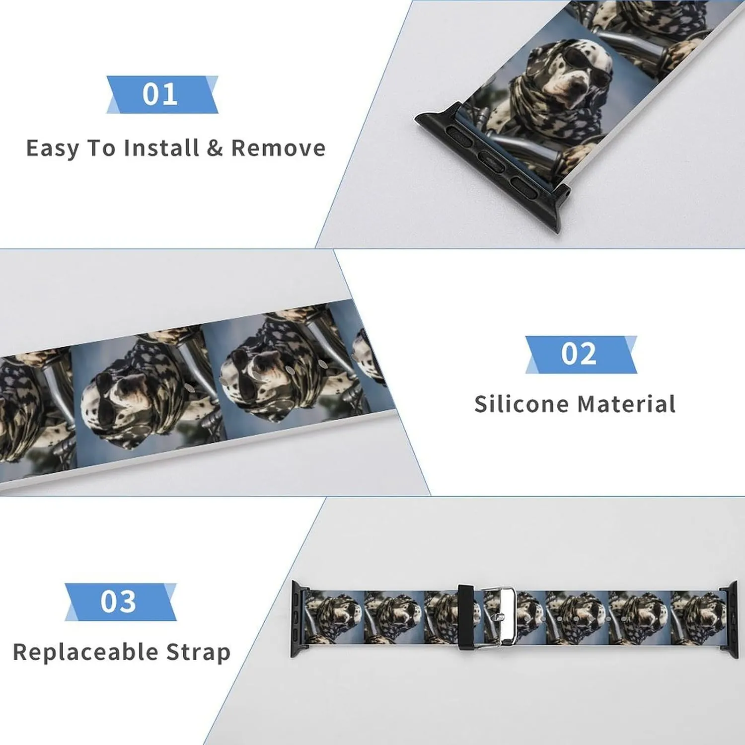 volatile cultivate minuscule tariff compost Motorcycle Watch Bands Silicone Strap Sport Bands Replacement Strap Wristbands Compatible with Apple Watch Dalmatian Riding A 