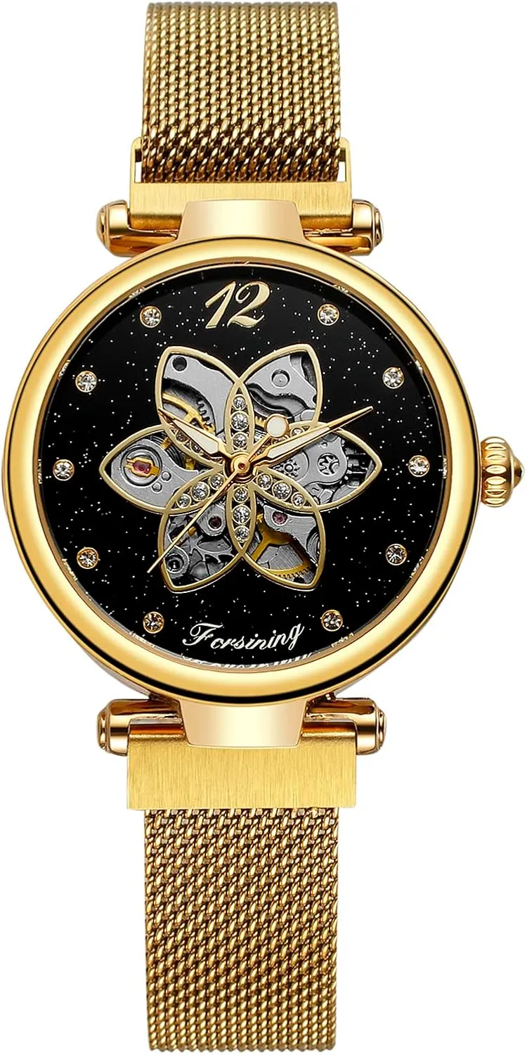 wait Sky Dial Fashion Women's Mechanical Watch Skeleton Wristwatches FANMIS Starry 