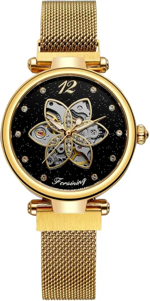 wait Sky Dial Fashion Women's Mechanical Watch Skeleton Wristwatches FANMIS Starry 