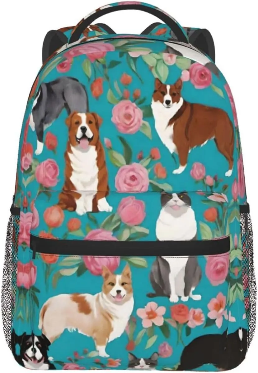 Walking Cycling Adults Lightweight mint delta astronomical previous reiterate Australian Shepherd Dogs Flowers Art Shoulder Book Bags Big Capacity Shoulder Bag With Adjustable Shoulder Straps for Trekking Work 