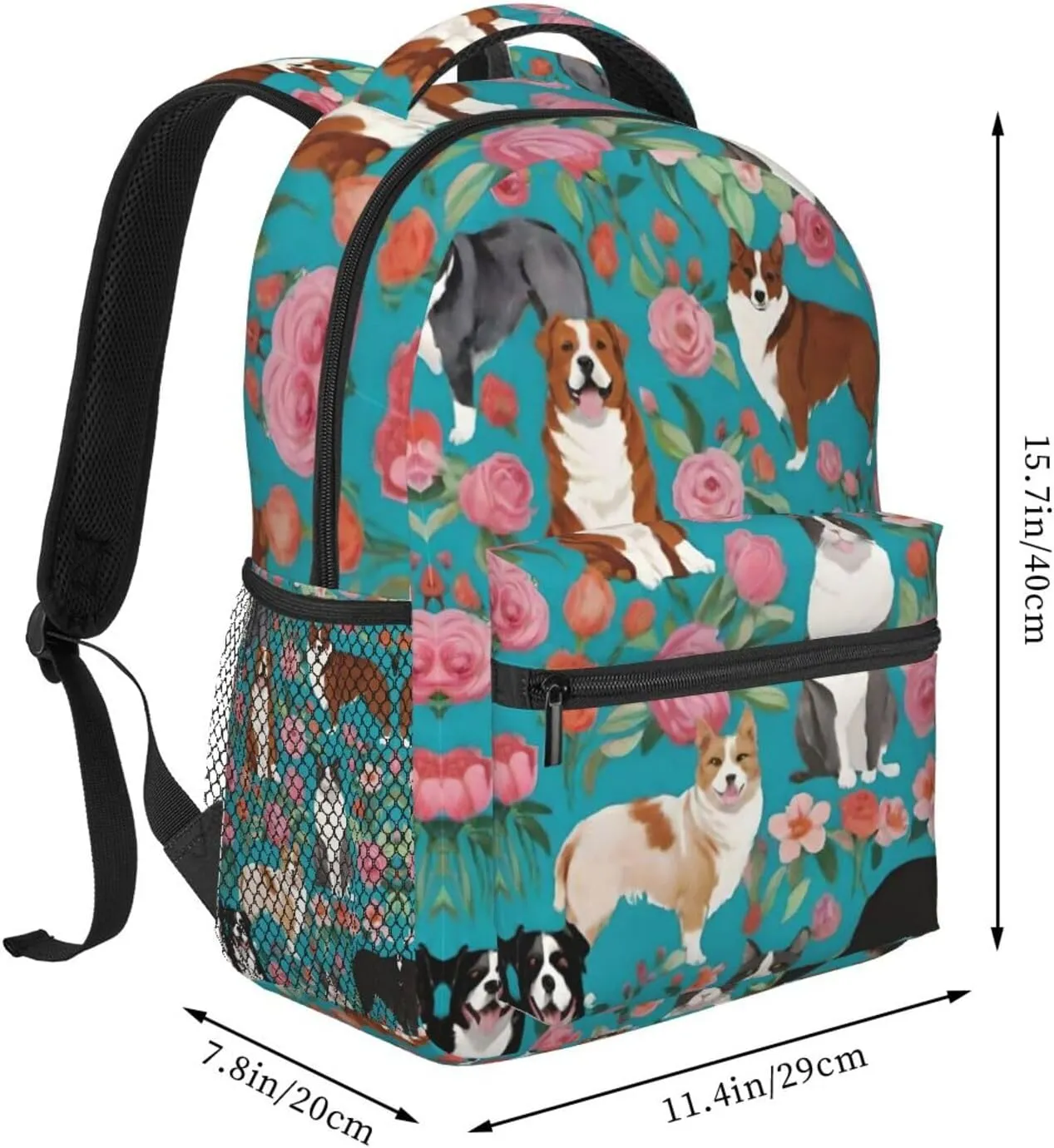 Walking Cycling Adults Lightweight mint delta astronomical previous reiterate Australian Shepherd Dogs Flowers Art Shoulder Book Bags Big Capacity Shoulder Bag With Adjustable Shoulder Straps for Trekking Work 