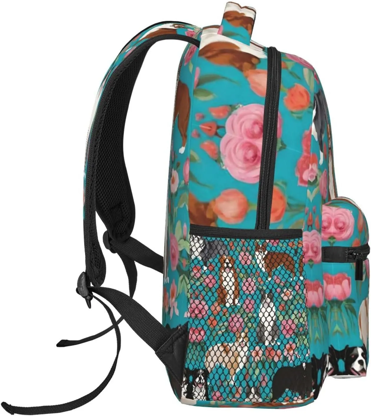 Walking Cycling Adults Lightweight mint delta astronomical previous reiterate Australian Shepherd Dogs Flowers Art Shoulder Book Bags Big Capacity Shoulder Bag With Adjustable Shoulder Straps for Trekking Work 