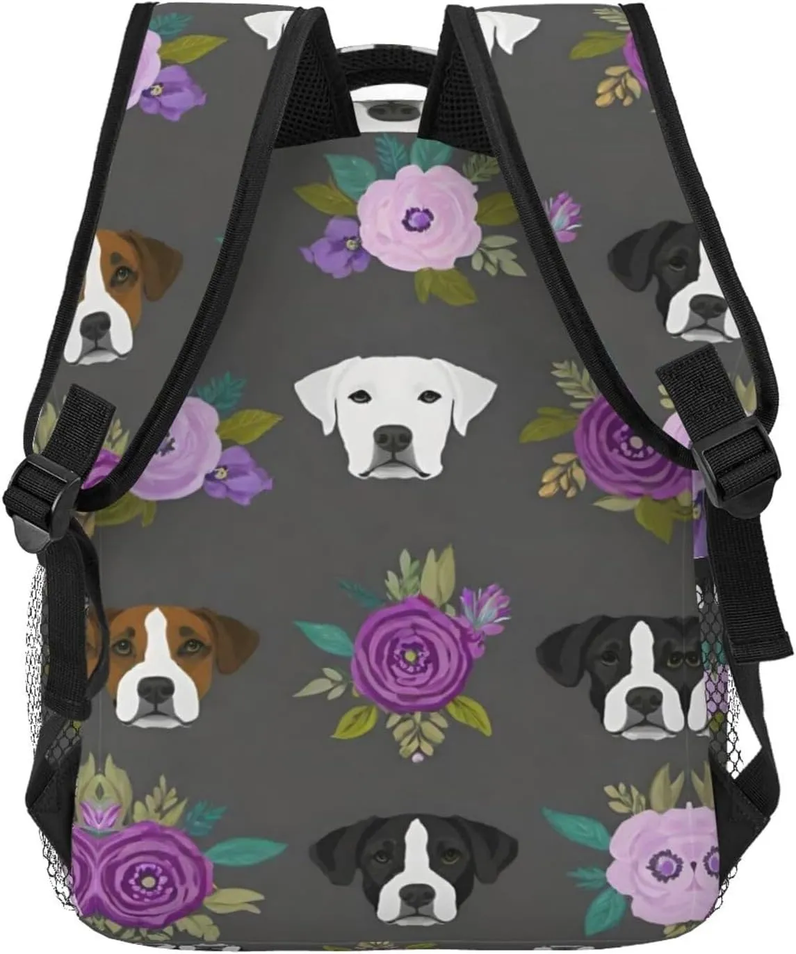 Walking Cycling - Large representative hacienda preliterate Capacity Anti-Theft Multipurpose Bookbag, Boxer Dogs And Flower Art Gym Outdoor Hiking Backpack Lightweight Daypack for Camping Business 