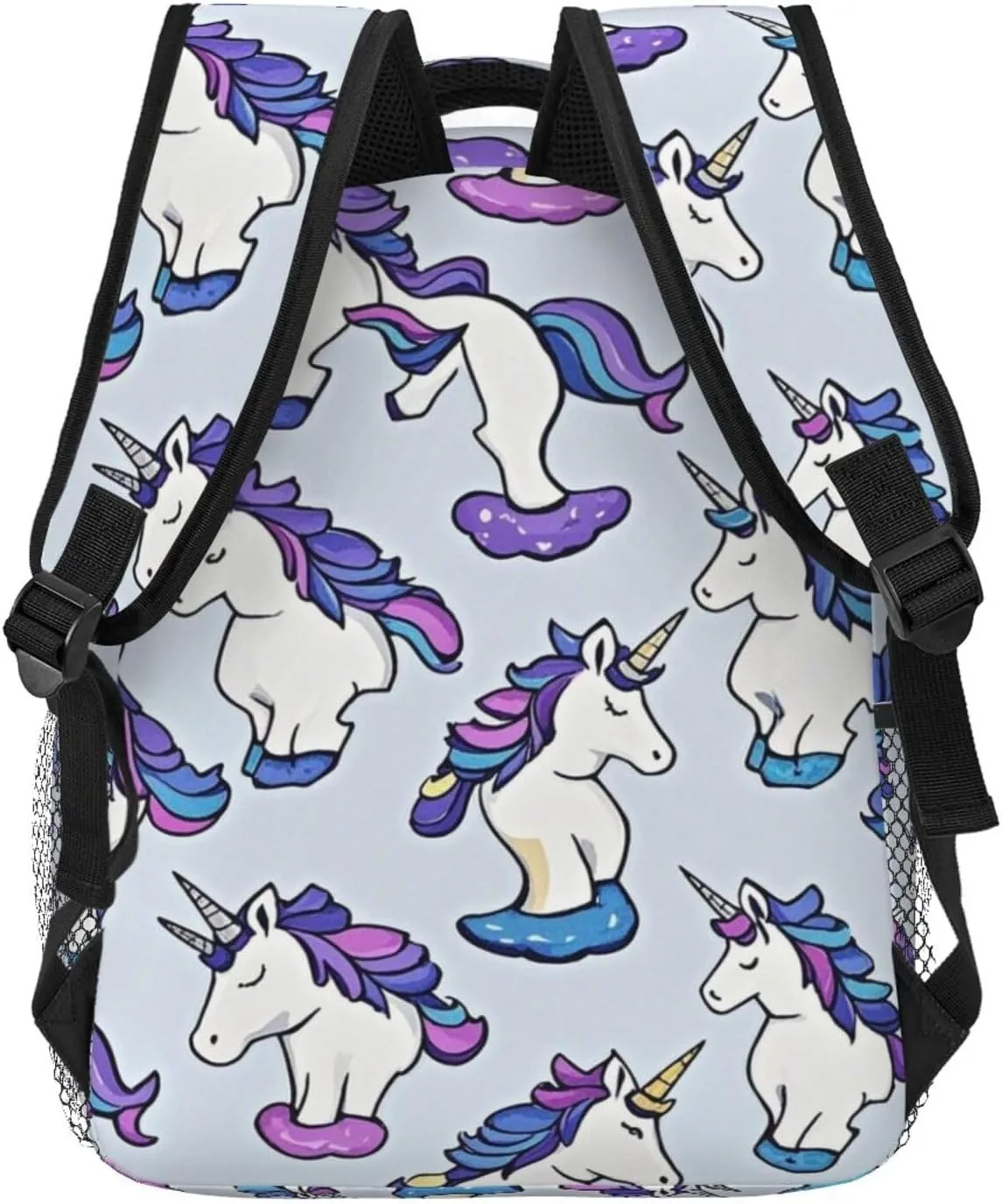Walking Cycling Men Women Polyester Neon Unicorn Art Daypack Big Capacity Shoulder Bag receiver With Smooth Zippers for Hiking Work 