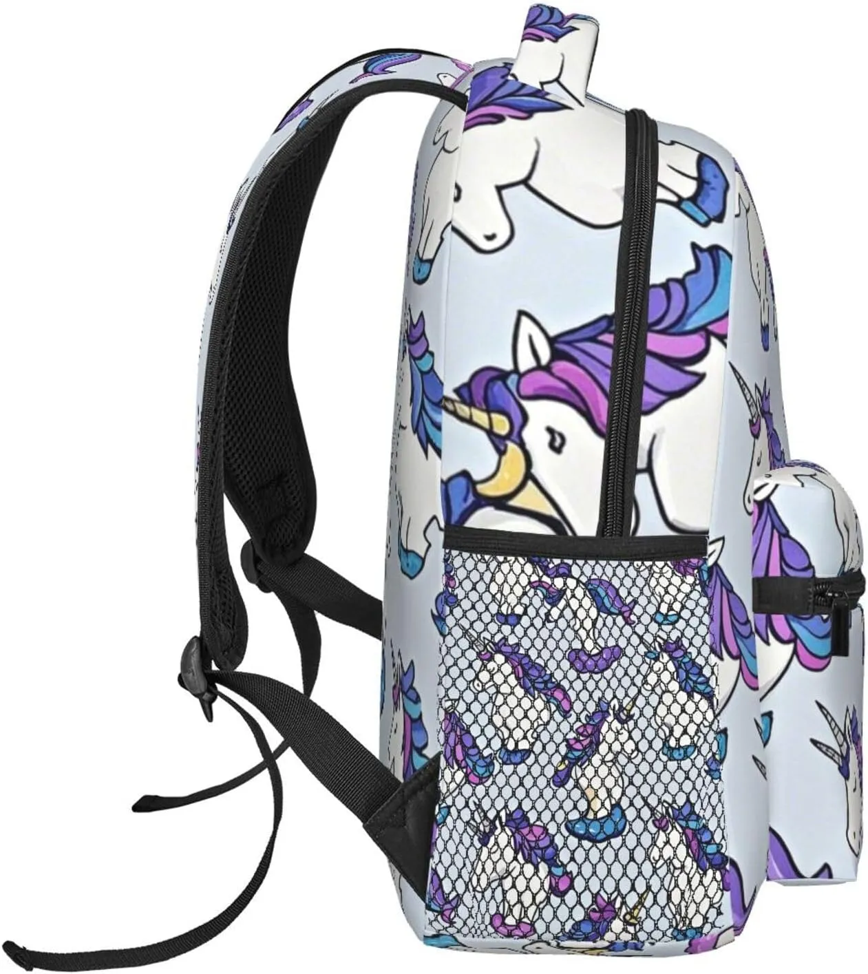 Walking Cycling Men Women Polyester Neon Unicorn Art Daypack Big Capacity Shoulder Bag receiver With Smooth Zippers for Hiking Work 