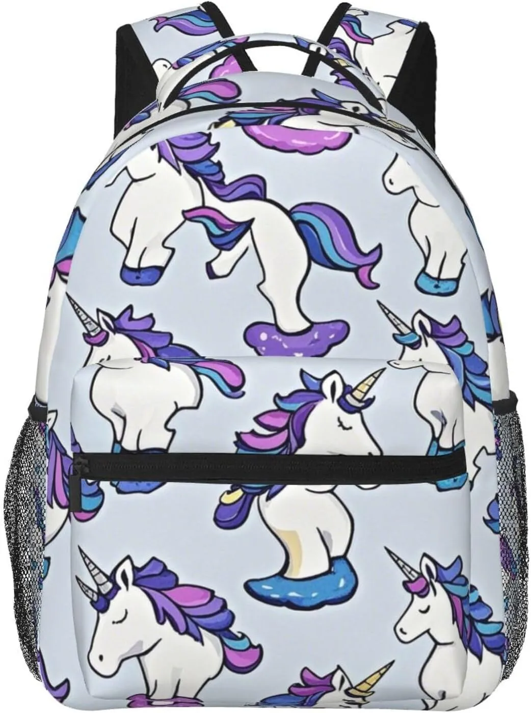 Walking Cycling Men Women Polyester Neon Unicorn Art Daypack Big Capacity Shoulder Bag receiver With Smooth Zippers for Hiking Work 