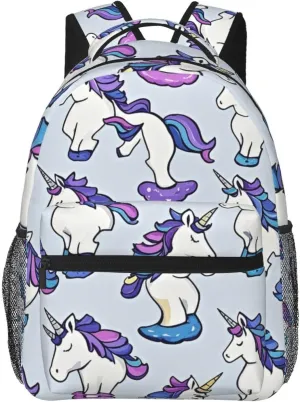 Walking Cycling Men Women Polyester Neon Unicorn Art Daypack Big Capacity Shoulder Bag receiver With Smooth Zippers for Hiking Work 