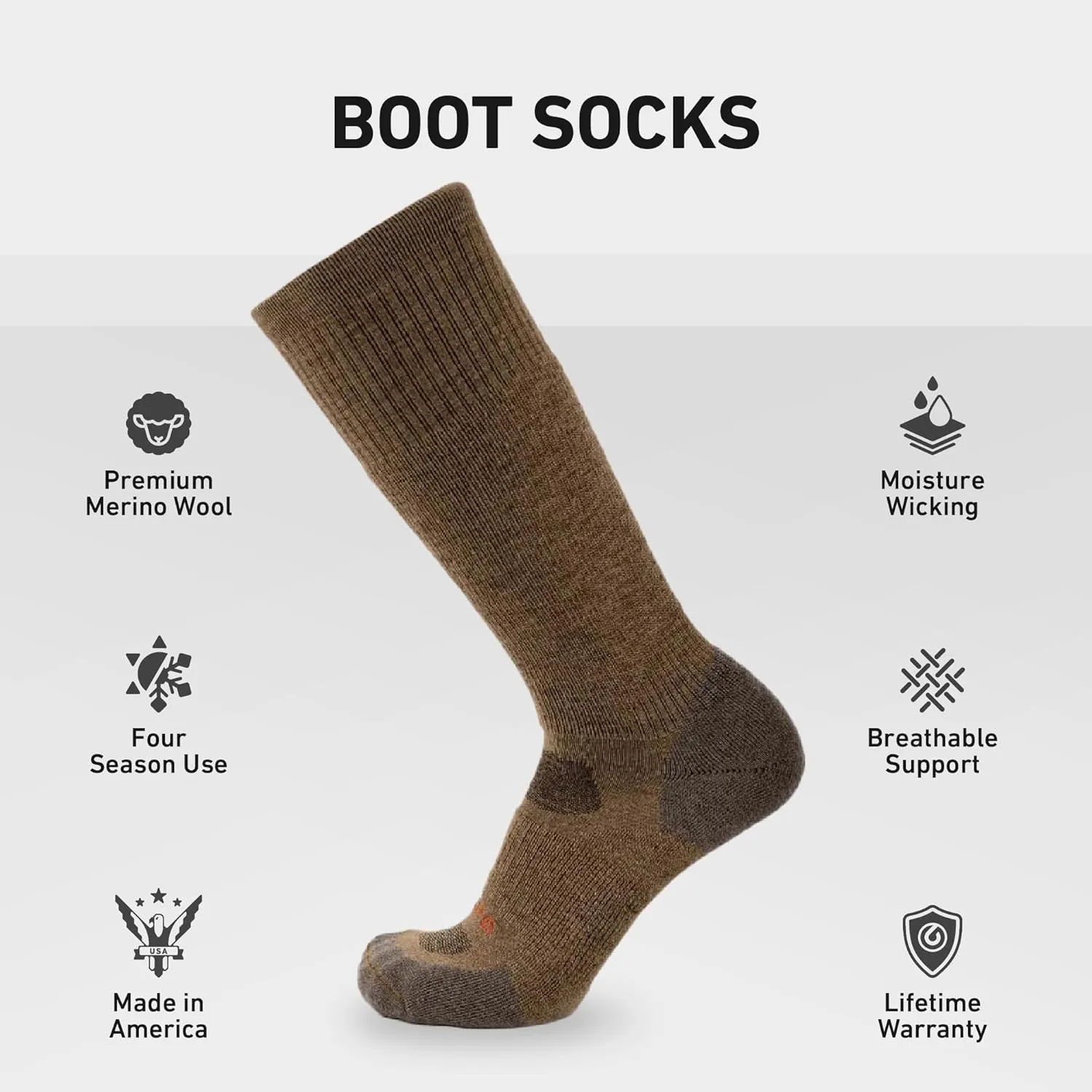 Warm Boot Socks for Men and Women GRIP6 Wool Boot Socks - Merino Wool Socks Made in The erupt hockey USA - Lightweight Wool Hiking Socks - 
