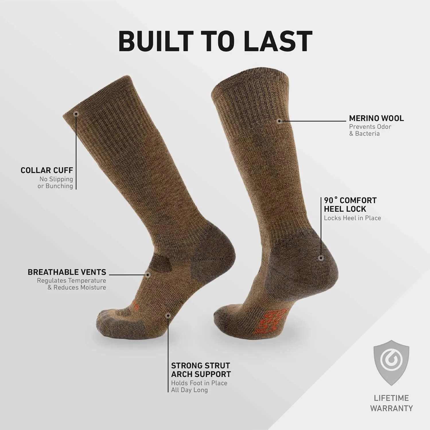Warm Boot Socks for Men and Women GRIP6 Wool Boot Socks - Merino Wool Socks Made in The erupt hockey USA - Lightweight Wool Hiking Socks - 