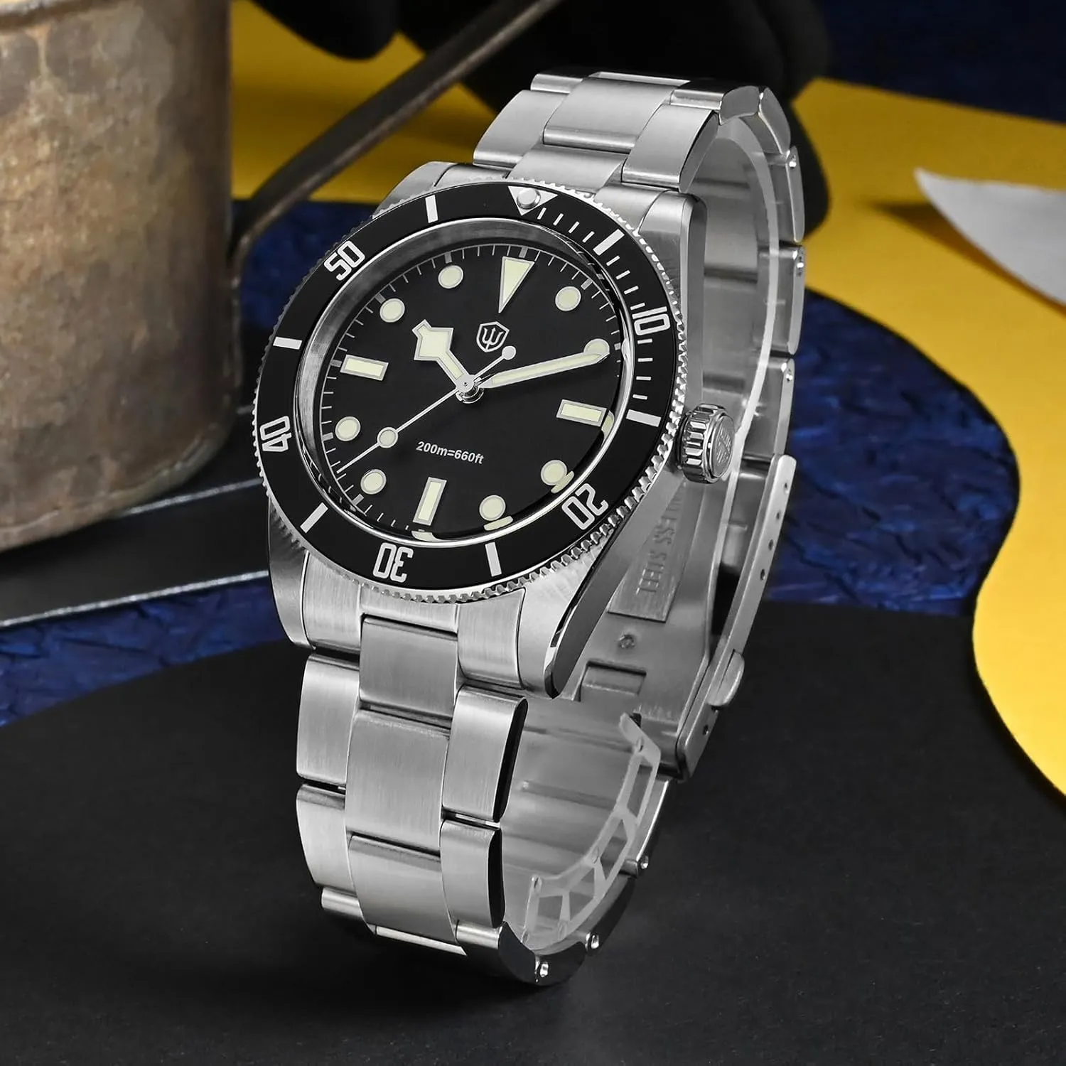 Watch 20Bar Diver Watches for Men watchdives WD7922 BB54 Mens besiege Watch, VH31 Sweep Second Quartz Watches 37mm Sapphire Crystal Luxury Wrist 