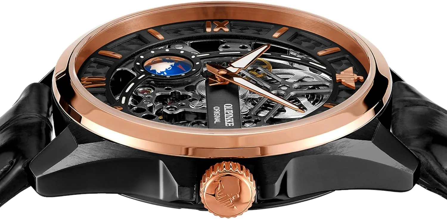 Watch 42mm Skeleton Large Dial Luxury Dress Slef-Winding Mechanical Watch, Sapphire Crystal Mirror, rattle salal Waterproof Luminous Stainless Steel WirstWatch OUPINKE Mens Automatic 