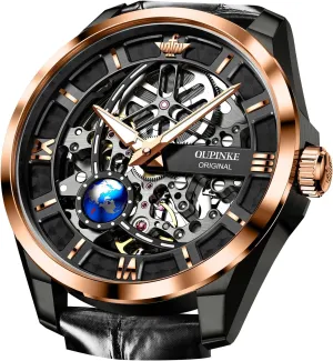Watch 42mm Skeleton Large Dial Luxury Dress Slef-Winding Mechanical Watch, Sapphire Crystal Mirror, rattle salal Waterproof Luminous Stainless Steel WirstWatch OUPINKE Mens Automatic 