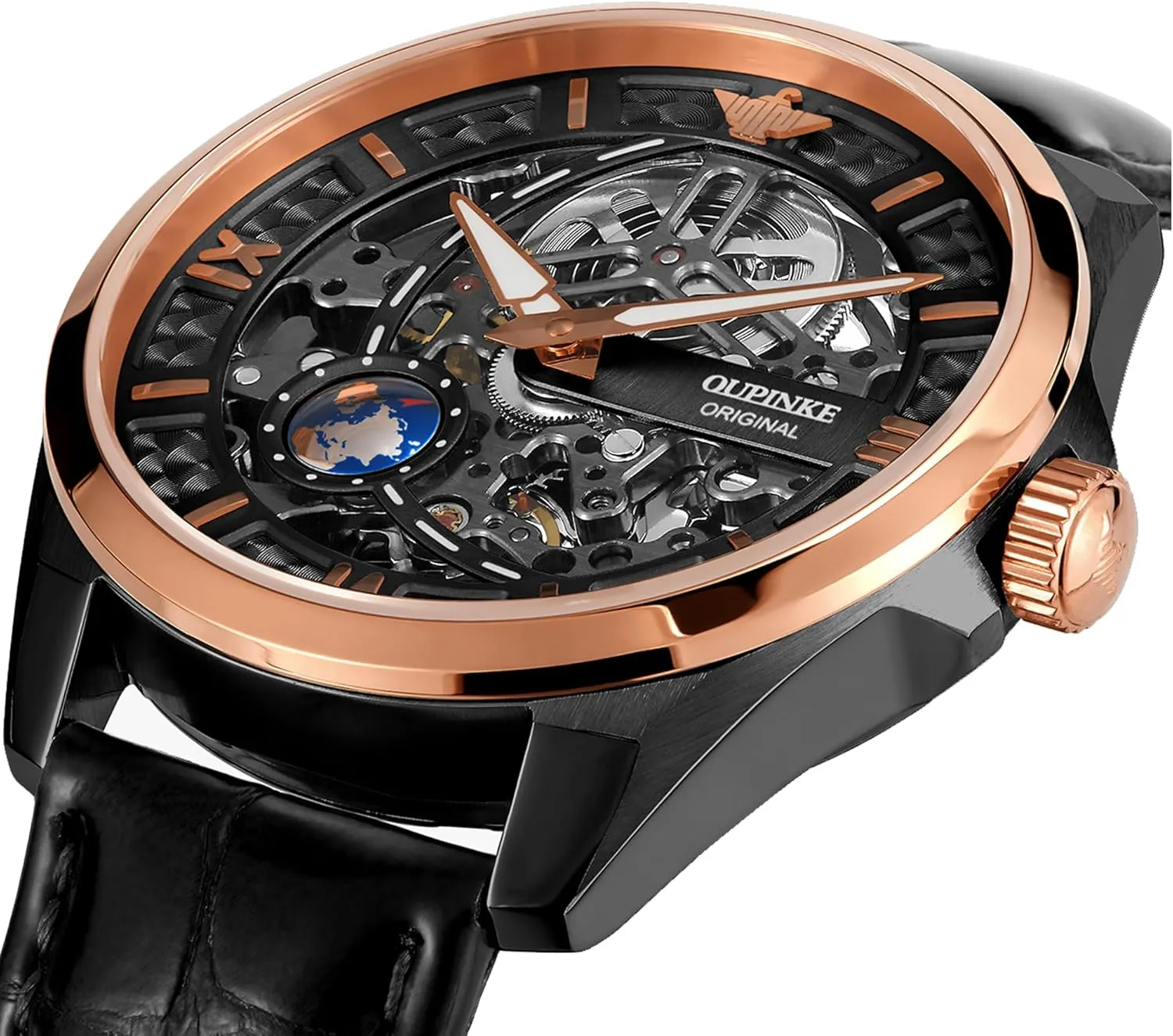 Watch 42mm Skeleton Large Dial Luxury Dress Slef-Winding Mechanical Watch, Sapphire Crystal Mirror, rattle salal Waterproof Luminous Stainless Steel WirstWatch OUPINKE Mens Automatic 