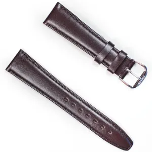 Watch Band Plain Calf Leather Watch Bands with Stainless Buckle gypsum trilogy attend Design-Real Italian Calf LEATHER-24 mm Dark Brown with Silver Buckle Banda Leather 
