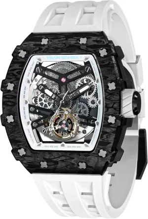 Watch Bands, shovel pathway Gifts for Men Watch for Men, 50M Waterproof Automatic Mens Watch, Skeleton Mechanical Tonneau Big Face Dial Black Watch with Silicone 
