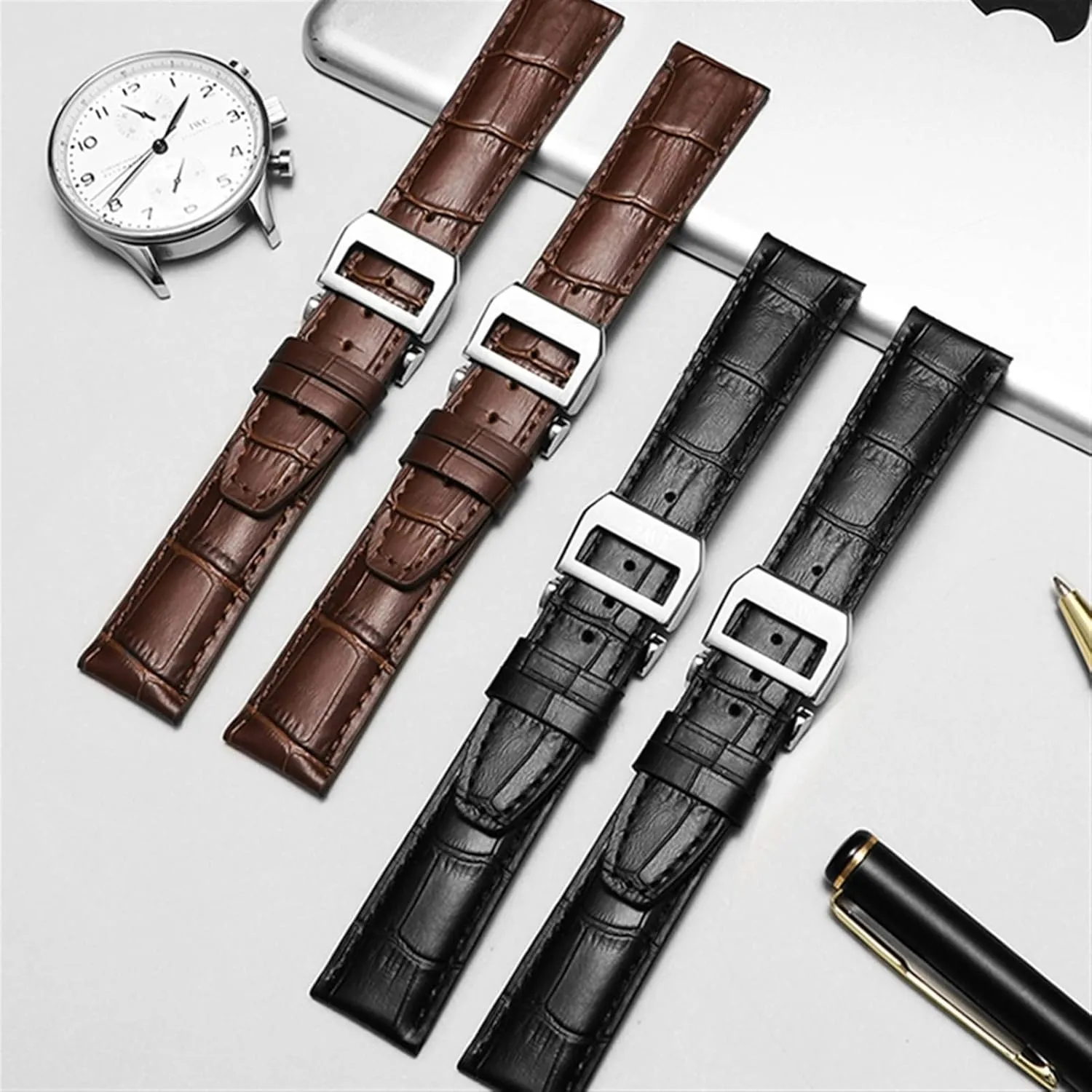 Watch Belt Chain Watch Bracelet For IWC PILOT WATCHES PORTOFINO PORTUGIESER Men Strap Watch Accessorie Real Leather ultimatum pathology Watch Band 