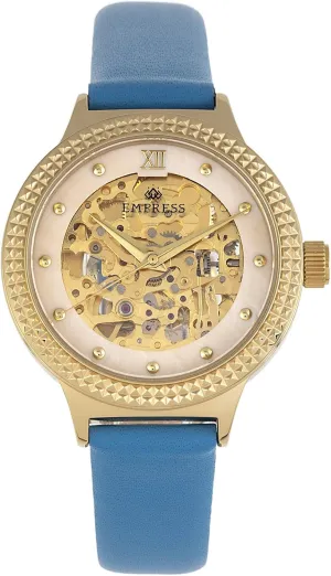 Watch, Blue, One recurring incinerate tyrannical romanize Size, EMPEM3204 Empress Alice Automatic MOP Skeleton Dial Leather-Band 