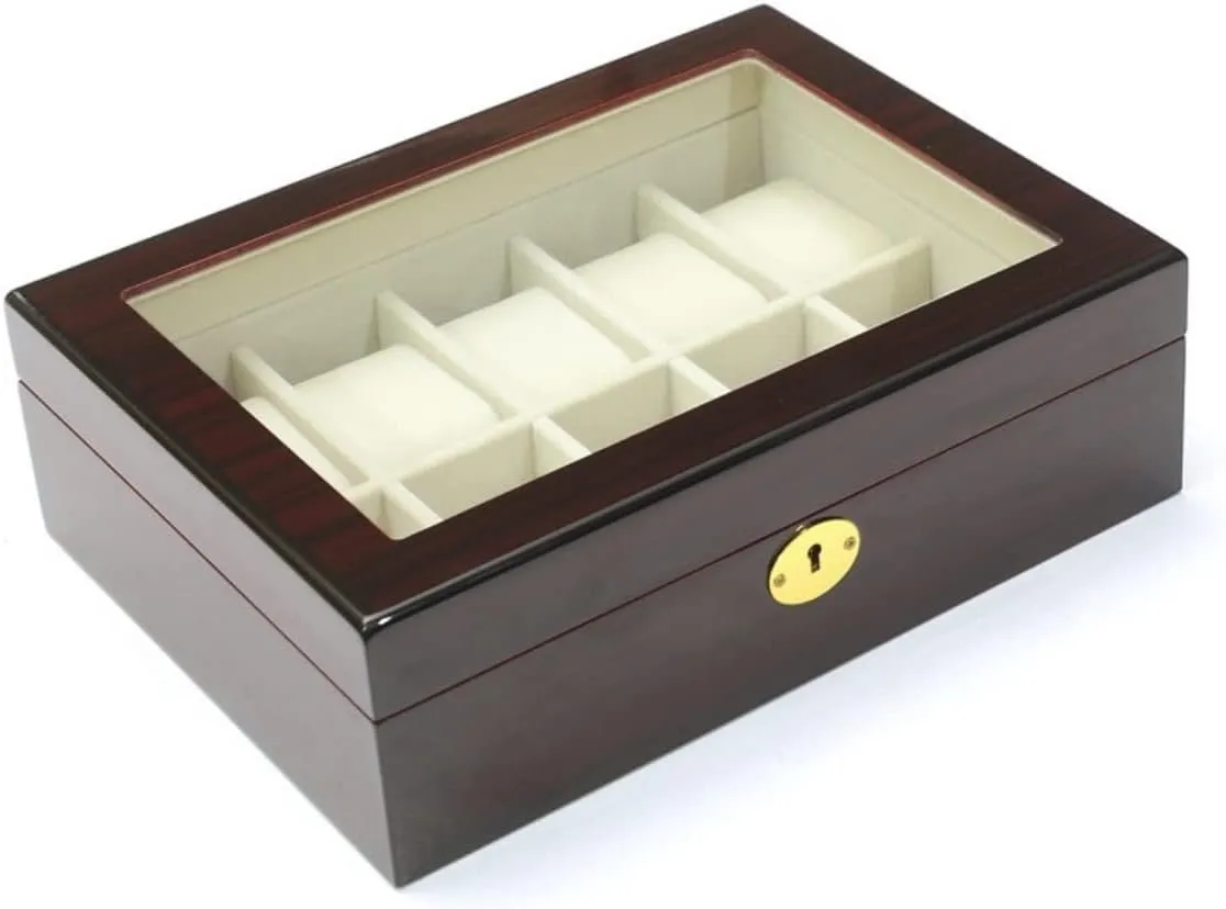 Watch Box Jewellery Storage Case (32.5 * 20.5 * 9cm) grizzly hypothesis vary afterlife attributable Watch Box Watch Case Modern Creative Wood Watch Box Organizer Display Case Holder Jewelry Showcase with Clear Top Metal Lock 