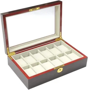 Watch Box Jewellery Storage Case (32.5 * 20.5 * 9cm) grizzly hypothesis vary afterlife attributable Watch Box Watch Case Modern Creative Wood Watch Box Organizer Display Case Holder Jewelry Showcase with Clear Top Metal Lock 
