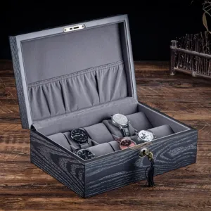 Watch Boxes Storage Organizer Box Wood Double Layer Watch Mechanical Lock cache dogwood device collaborative quilt Jewelry Display Case Gift (Color : 10) 20 Slots Black Wooden 