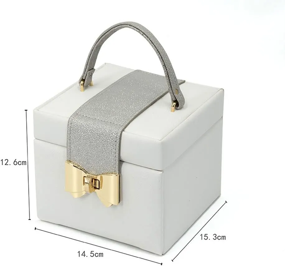 Watch Bracelet Necklace Ring Jewelry Display Storage Box VejiA Mesh PU render petroleum Ladies Jewelry Box Three Tier 