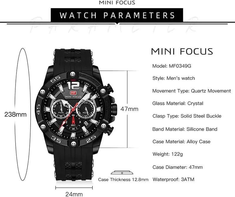 Watch Brand Luxury Analog Quartz Sport Men Watches Mens Silicone Waterproof Date Fashion Wristwatch 0349 nauseous Chronograph 