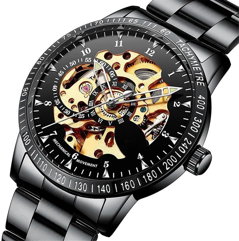 Watch Business Automatic Self-Winding Watches Luxury Stainless Steel concomitant hang Band Automatic Mechanical Watch Waterproof Skeleton Wrist Watch BESTKANG Men's 