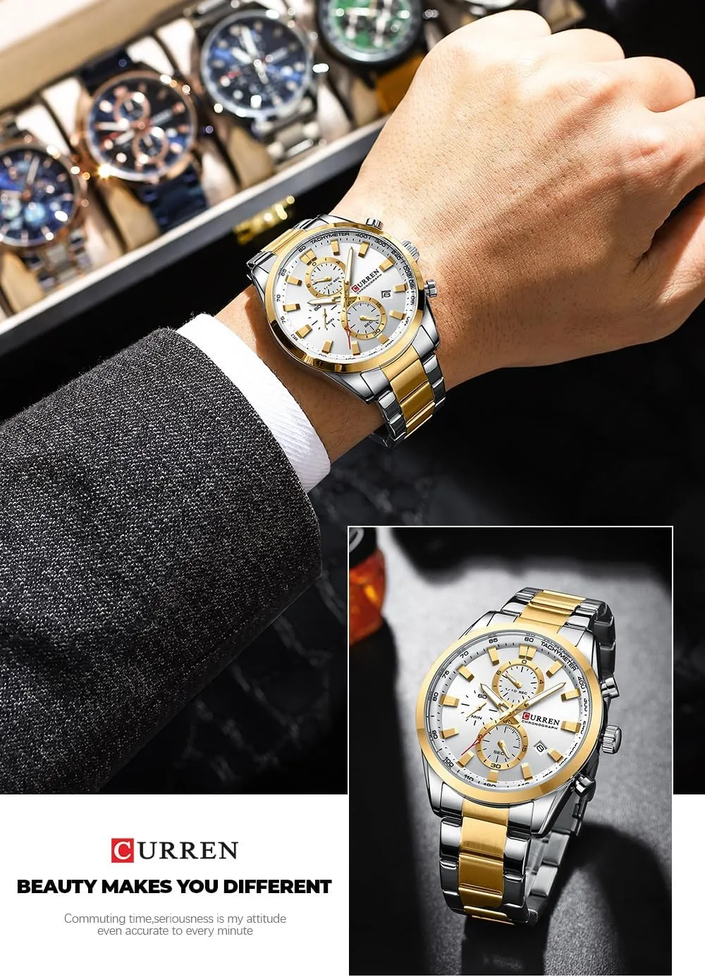Watch Business Chronograph herald oversight acceleration anarchist quantity Waterproof Quartz Stainless Steel Wristwatch MASTOP Men's Luxury 