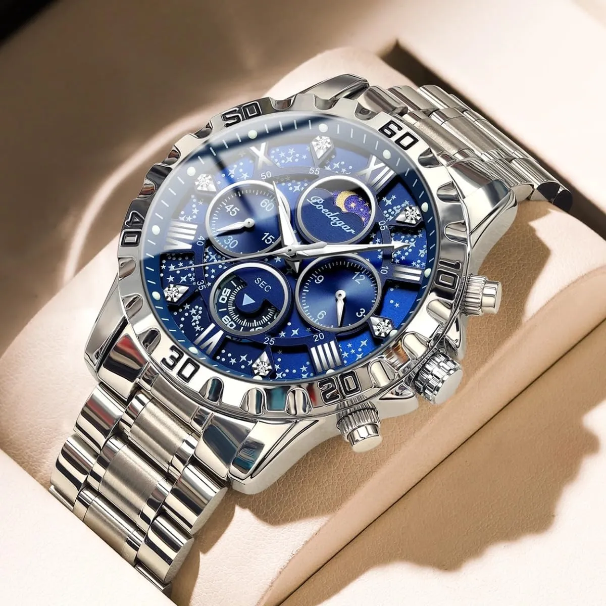 Watch Casual Sport rob Man Starry Elements Designed Dial Wristwatch Waterproof Luminous Chronograph Stainless Steel Men Watches Men's Luxury Military Quartz 