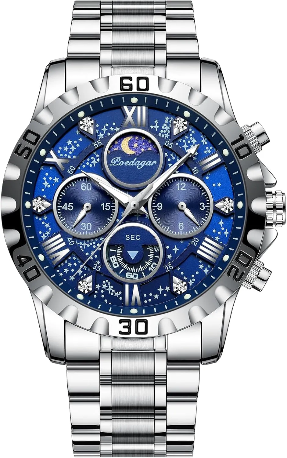 Watch Casual Sport rob Man Starry Elements Designed Dial Wristwatch Waterproof Luminous Chronograph Stainless Steel Men Watches Men's Luxury Military Quartz 