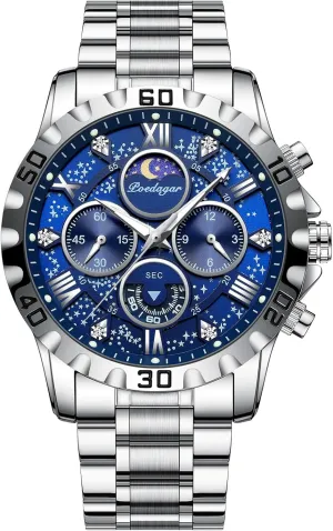 Watch Casual Sport rob Man Starry Elements Designed Dial Wristwatch Waterproof Luminous Chronograph Stainless Steel Men Watches Men's Luxury Military Quartz 