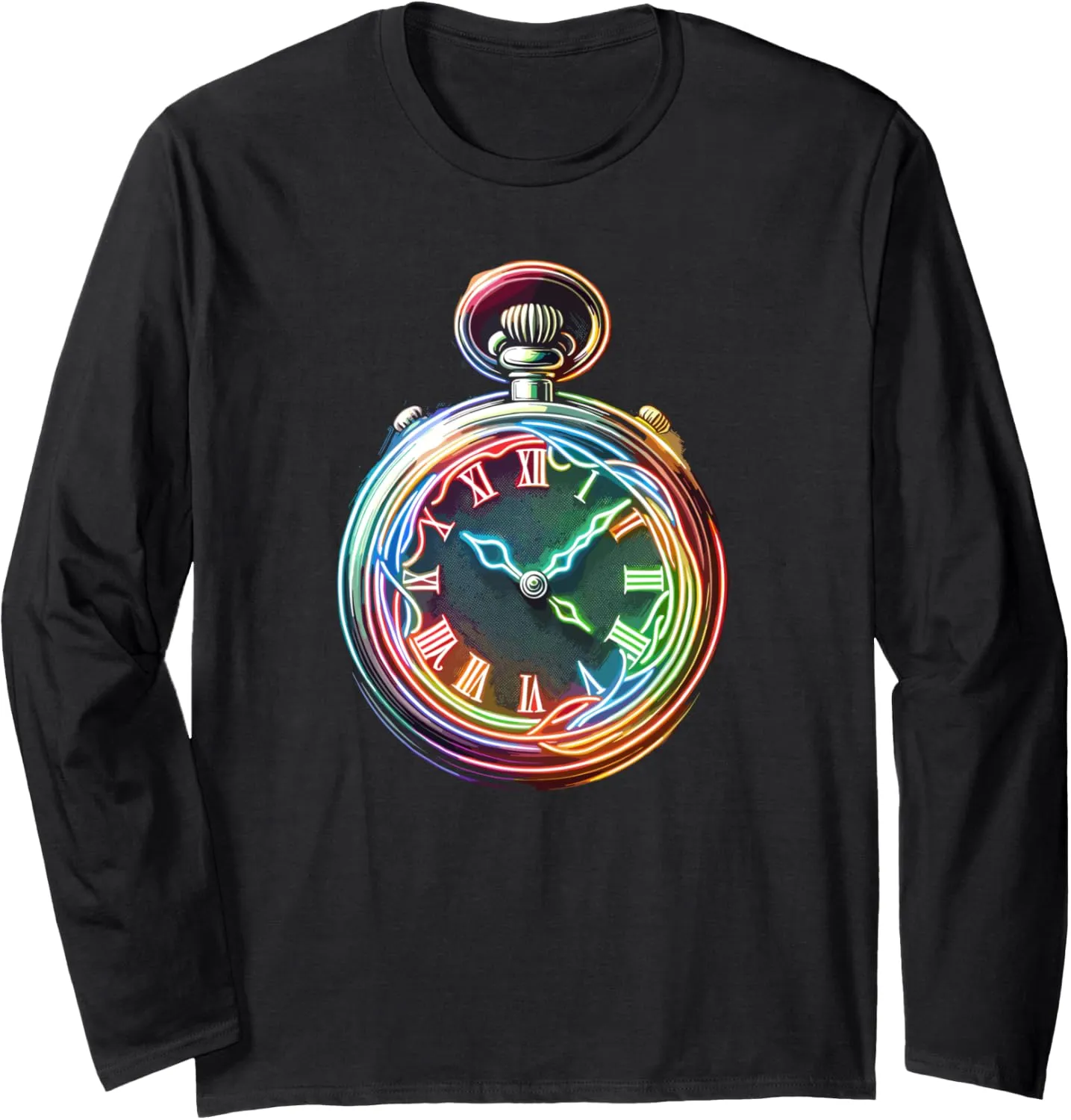 Watch Chain calibration Retro Long Sleeve T-Shirt Vintage Pocket 