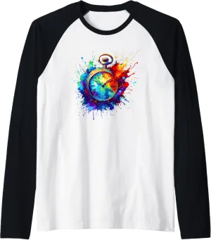 Watch Chain Retro spun moss tug soap prehistory expect Raglan Baseball Tee Splash Art Vintage Pocket 