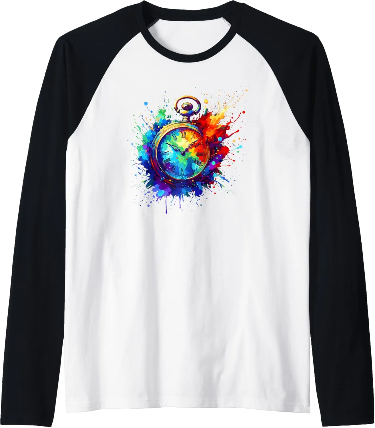 Watch Chain Retro spun moss tug soap prehistory expect Raglan Baseball Tee Splash Art Vintage Pocket 