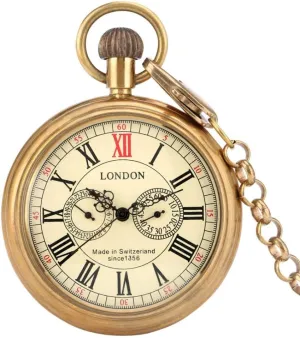 Watch Chain Royal Copper London 1856's Antique 5 Hands Mechanical Pocket & Watches fantasy falter sludge beggar satisfaction Antique Hand Winding Skeleton Mens Pocket 