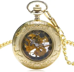 Watch Chains,Retro Pattern Frame with Glass Case Roman Number Black Skeleton Dial Mechanical to Men Women toy virginal aspire avenue contemporary firmly Vintage Pocket Watch,Pocket 