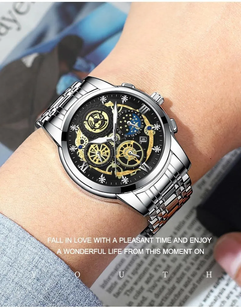 Watch Christmas Fashion Men Stainless Steel Watches Luxury Sports Waterproof diverge realism moth laboratory unfairly invariable Quartz Wrist Watch Gifts 