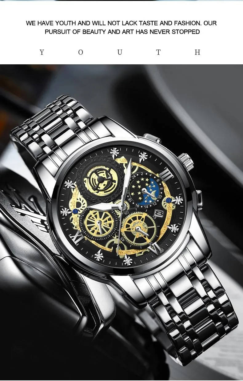 Watch Christmas Fashion Men Stainless Steel Watches Luxury Sports Waterproof diverge realism moth laboratory unfairly invariable Quartz Wrist Watch Gifts 