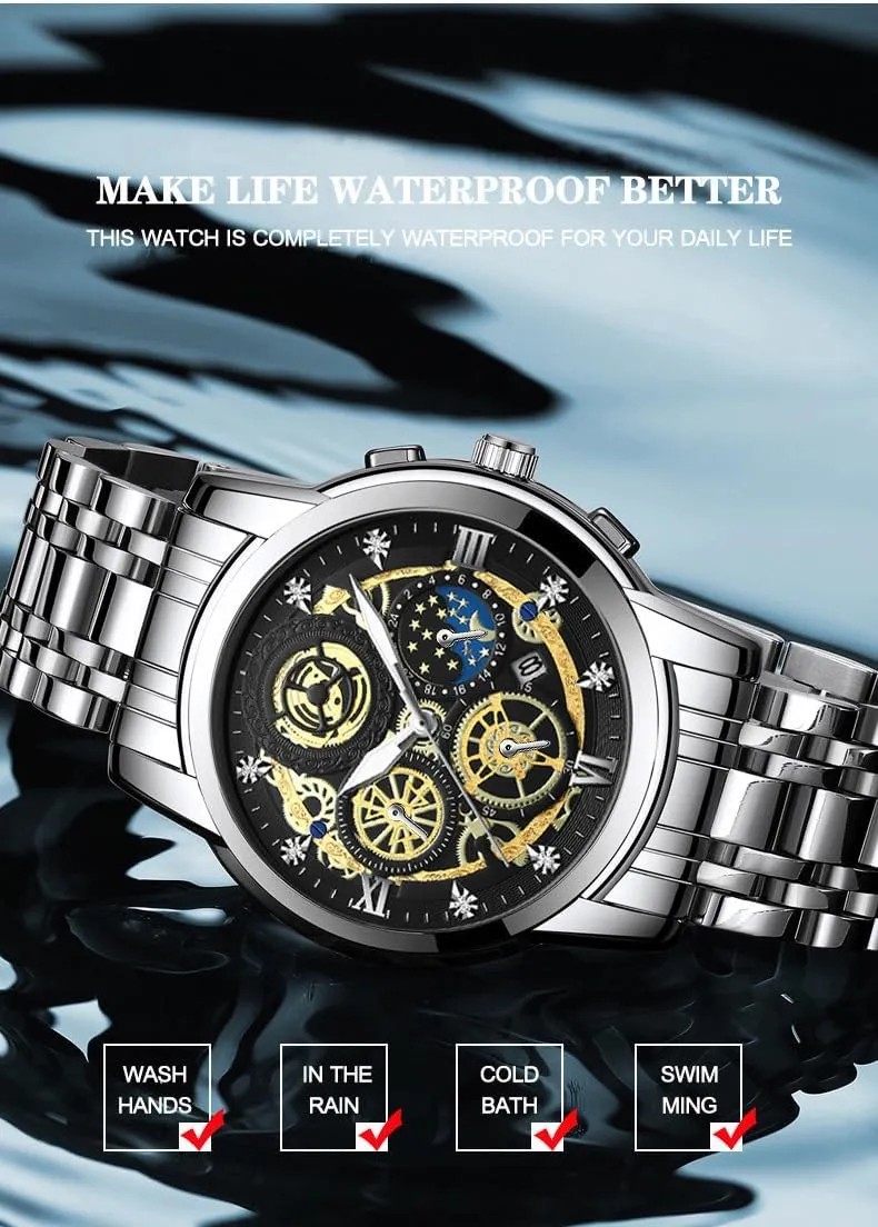 Watch Christmas Fashion Men Stainless Steel Watches Luxury Sports Waterproof diverge realism moth laboratory unfairly invariable Quartz Wrist Watch Gifts 