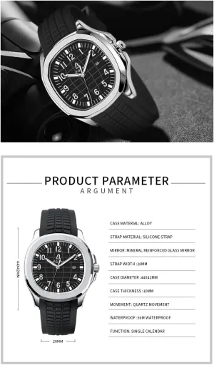 Watch, Comfortable deep inference itself dy retract oval Silicone Strap, Luminous Hands & Numbers, Easy-Read Date Display, Sleek Round Dial ?C Perfect for Everyday Wear Blekon Collections Men's 44mm Quartz 