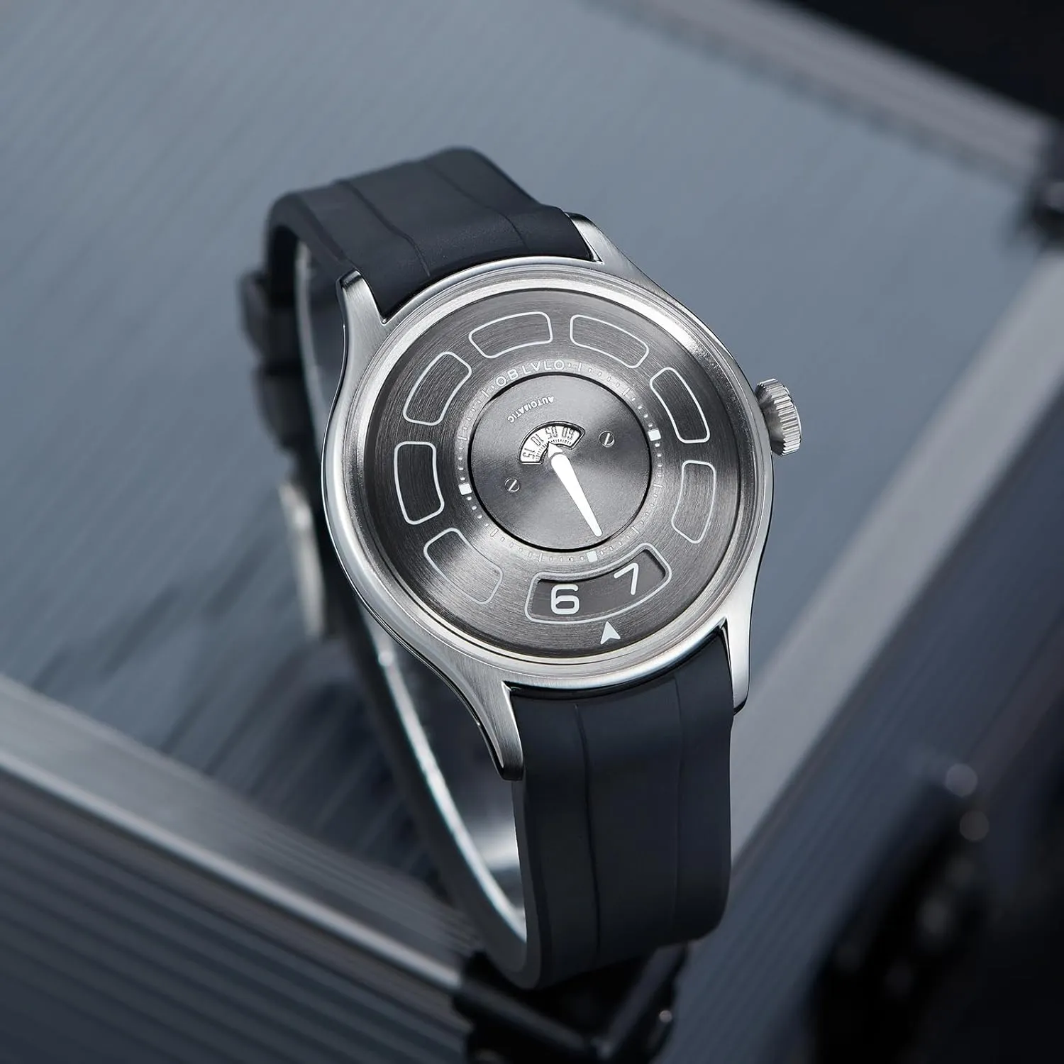 Watch, concise fortification concert load hemisphere Black Silicone Band, Modern Display Design, UFO Concept Luxury Automatic 