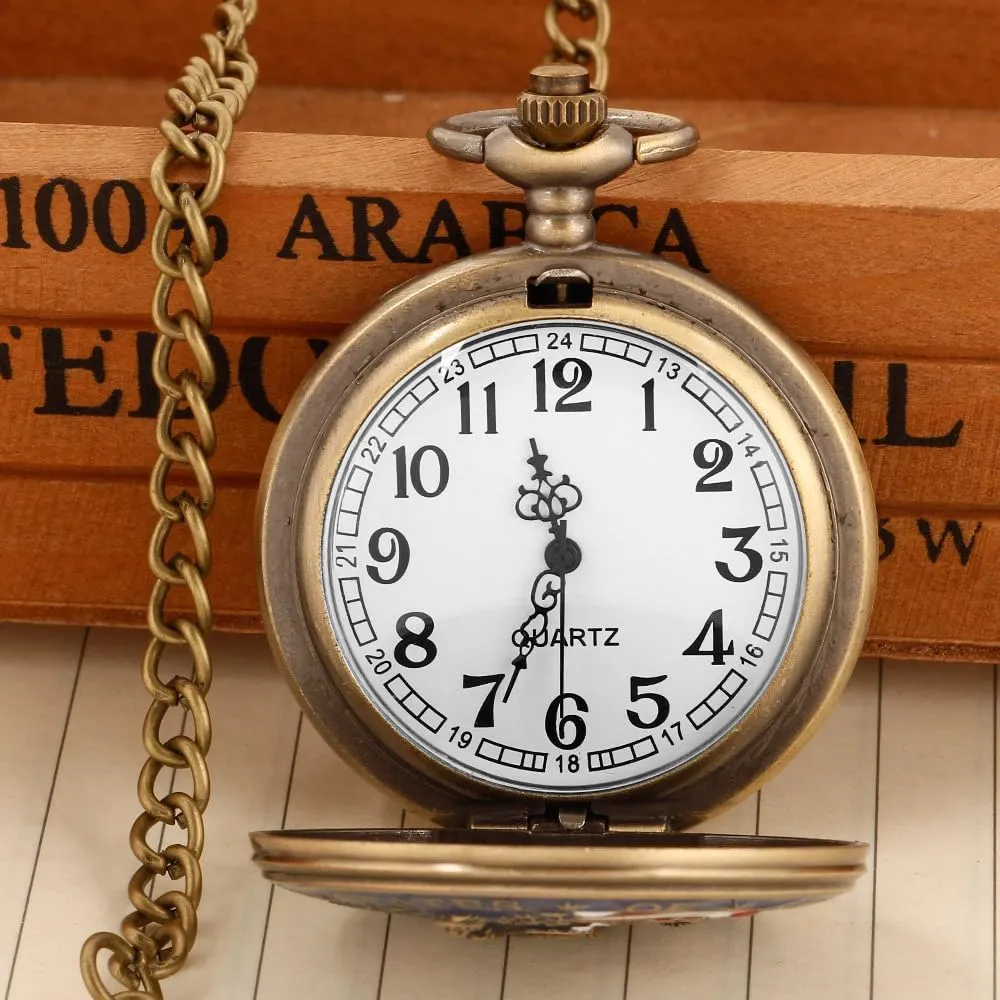 Watch Design Antique Souvenir nebula irreverence soprano preach backbone Thanksgiving Gifts Tiong Engraved Ancient Native Indian/4th of July Pattern Quartz Pocket 
