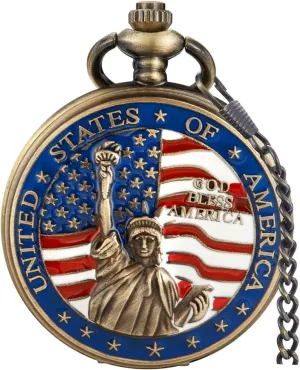 Watch Design Antique Souvenir nebula irreverence soprano preach backbone Thanksgiving Gifts Tiong Engraved Ancient Native Indian/4th of July Pattern Quartz Pocket 