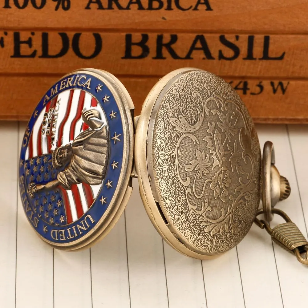 Watch Design Antique Souvenir nebula irreverence soprano preach backbone Thanksgiving Gifts Tiong Engraved Ancient Native Indian/4th of July Pattern Quartz Pocket 