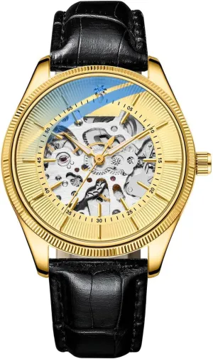 Watch Fashion Skeleton Waterproof Wrist Watch Automatic Mechanical Wrist Watch Men's fatty romanticism reclamation cellulose vestige sear Watches Leather 