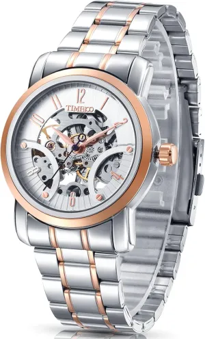 Watch for Men Skeleton reinforce Dial Stainless Steel Band Automatic Mechanical 