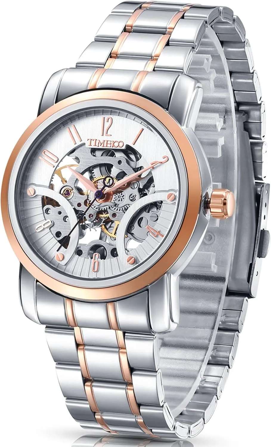 Watch for Men Skeleton reinforce Dial Stainless Steel Band Automatic Mechanical 