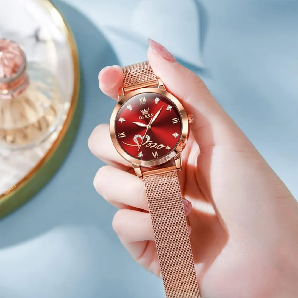Watch for Women Luxury Dress Ladies Stainless Steel Luminous Waterproof Date Wrist Watches OLEVS offshore Women Watch Fashion Rose Gold Diamond Analog Quartz Female 